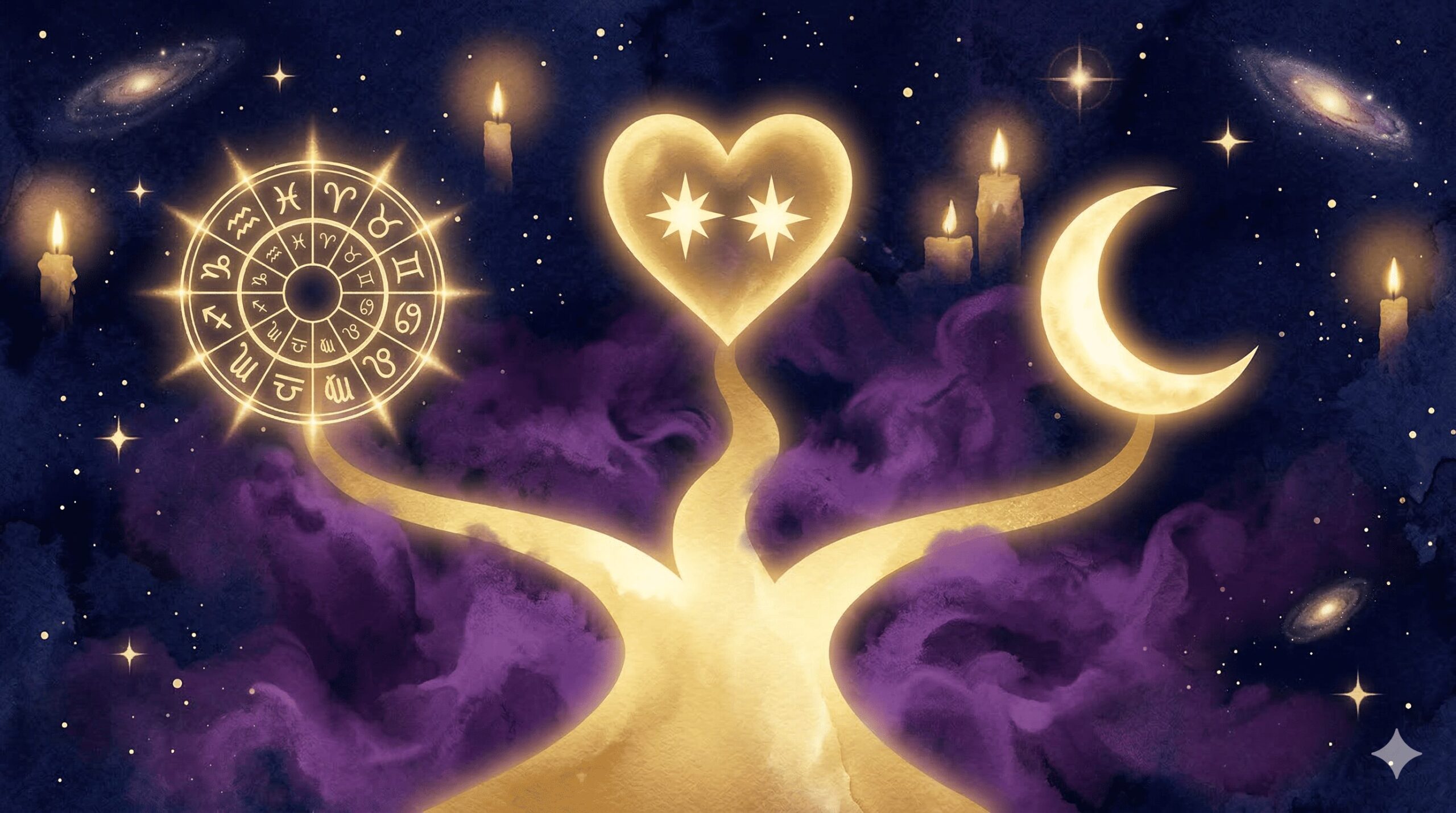 星空の道が三方向に分岐するイメージで運勢から次に読むべき記事への導線を示すイラスト