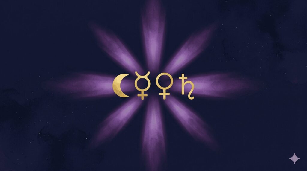 感情・会話・惹かれ合い・長期安定の4つの領域が星座シンボルとともに示された概念イラスト