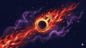 火星星座の行動エネルギーを象徴する神秘的なイラスト