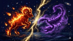 三崎優太（牡羊座・炎）とてんちむ（蠍座・水）の相性を表す炎と水が衝突